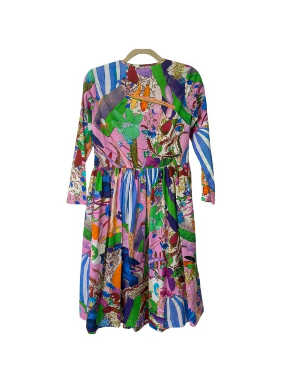Soler Womens Size S Midi Dress Multicolor Abstract Cotton Romantic Colorful - Picture 2 of 6